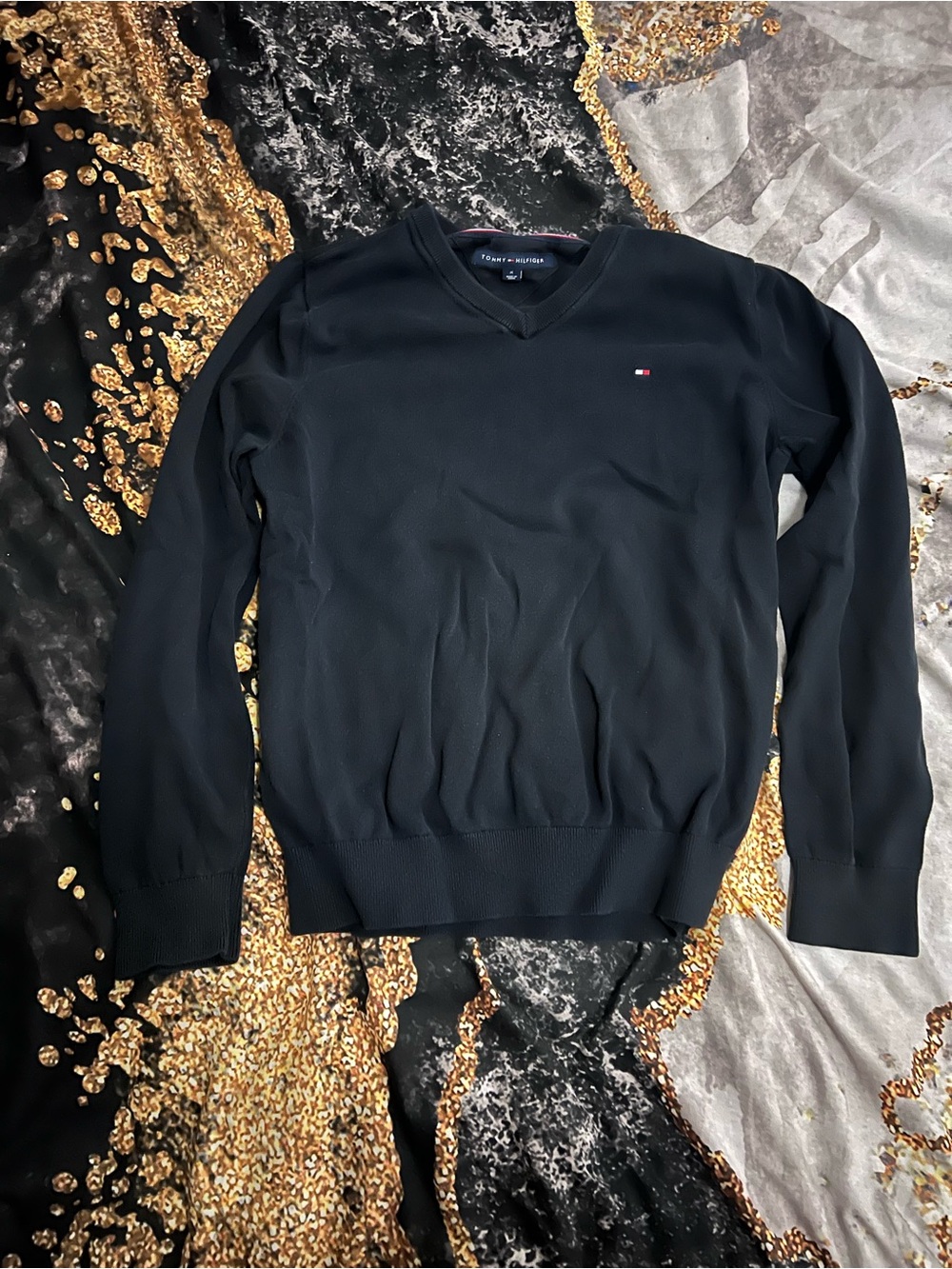 Tommy Hilfiger Men's Black V-Neck Sweater